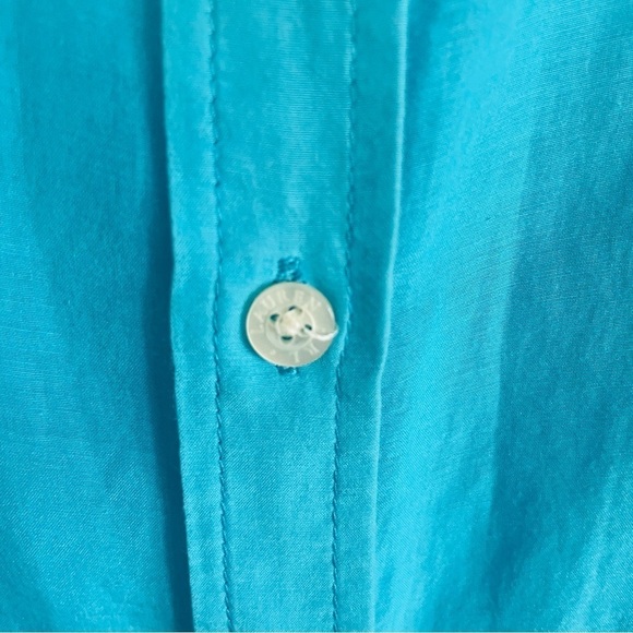 Lauren Ralph Lauren woman button down top size large blue coastal airy light - Picture 2 of 11